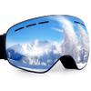 Dizokizo Ski Goggles Interchangeable Spherical Lens for Skiing Snowboard Anti-fog 100% UV Protection Triple Breathable Foams for Kids REVO Silver view 1