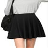 MBJ WB2382 Women's Casual Mini Flared Plain Pleated Skater Skirt with Shorts M Black view 1