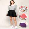 MBJ WB2382 Women's Casual Mini Flared Plain Pleated Skater Skirt with Shorts M Black view 2