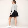 MBJ WB2382 Women's Casual Mini Flared Plain Pleated Skater Skirt with Shorts M Black view 3