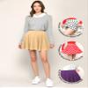 MBJ WB2382 Women's Casual Mini Flared Plain Pleated Skater Skirt with Shorts M Khaki view 2