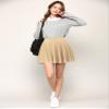 MBJ WB2382 Women's Casual Mini Flared Plain Pleated Skater Skirt with Shorts M Khaki view 4