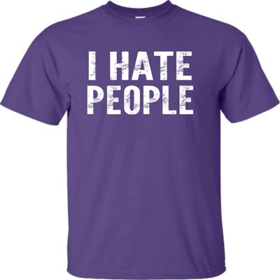 X-Large Purple Youth I Hate People Funny Gift T-Shirt