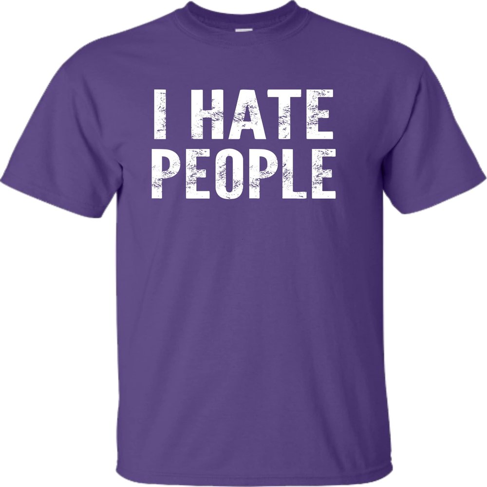 X-Large Purple Youth I Hate People Funny Gift T-Shirt