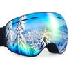 Dizokizo Ski Goggles Interchangeable Spherical Lens for Skiing Snowboard Anti-fog 100% UV Protection Triple Breathable Foams for Kids REVO Gold view 1