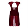 ACSUSS Women Lyrical Dance Costume Leotard Dress Sequins V-Neck Backless Split Tulle Skirt Flowy Overlay Dress Burgundy Large view 4