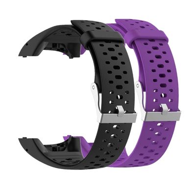 Huwokxix Watch Strap compatible with Polar M430 M400, Adjustable Silicone Sports Replacement Band for Polar M400/M430 Smart Watch (black+purple)