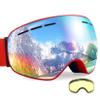 Dizokizo Ski Goggles Interchangeable Spherical Lens for Skiing Snowboard Anti-fog 100% UV Protection Triple Breathable Foams for Women Men REVO Red view 1