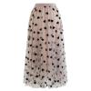 CHICWISH Women's Blush Pink 3D Heart Double-Layered Mesh Tulle Maxi Skirt, Size S-M view 3
