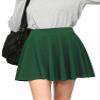 MBJ WB2382 Women's Casual Mini Flared Plain Pleated Skater Skirt with Shorts M Green view 1