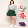 MBJ WB2382 Women's Casual Mini Flared Plain Pleated Skater Skirt with Shorts M Green view 2