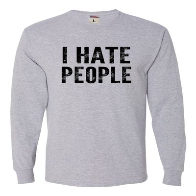 3X-Large Athletic Heather Mens I Hate People Funny Gift Long Sleeve T-Shirt