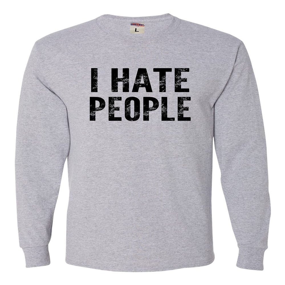 3X-Large Athletic Heather Mens I Hate People Funny Gift Long Sleeve T-Shirt