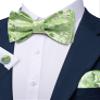 Barry.Wang Self Tie Bow Ties for Men Light Green Bow Tie and Pocket Square Cufflinks Set Paisley Flower Bowtie Wedding view 3