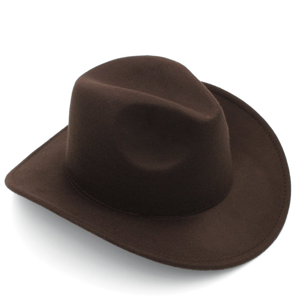 Kids Boys Girls Felt Cowboy Hat Wool Blend Children Western Cowgirl Cap (Coffee), 3-8 Years old