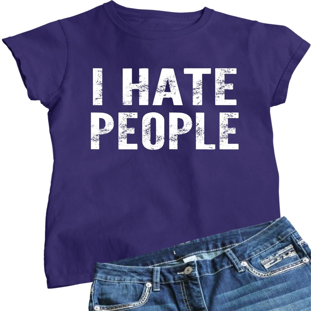 3X-Large Purple Women I Hate People Funny Gift T-Shirt