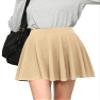 MBJ WB2382 Women's Casual Mini Flared Plain Pleated Skater Skirt with Shorts XXXL Khaki view 1