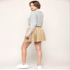 MBJ WB2382 Women's Casual Mini Flared Plain Pleated Skater Skirt with Shorts XXXL Khaki view 3