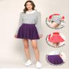 MBJ WB2382 Women's Casual Mini Flared Plain Pleated Skater Skirt with Shorts S Purple view 2