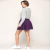 MBJ WB2382 Women's Casual Mini Flared Plain Pleated Skater Skirt with Shorts S Purple view 3