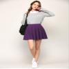 MBJ WB2382 Women's Casual Mini Flared Plain Pleated Skater Skirt with Shorts S Purple view 4