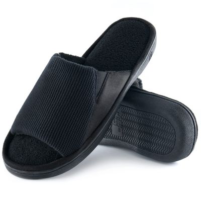 Honalika Cozy Men's Open Toe House Slippers Memory Foam,Comfy Slip On Indoor Slipper for Men Breathable, Non-Slip Soft Bedroom Home 9-10