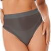 ACSUSS Women Sexy Oil Shiny Panties High Waist Tummy Control Thin Smooth Lingerie Lifting Hip Briefs 2# Grey X-Large view 3