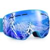 Dizokizo Ski Goggles Interchangeable Spherical Lens for Skiing Snowboard Anti-fog 100% UV Protection Triple Breathable Foams for Kids REVO Blue view 1
