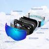 Dizokizo Ski Goggles Interchangeable Spherical Lens for Skiing Snowboard Anti-fog 100% UV Protection Triple Breathable Foams for Kids REVO Blue view 3