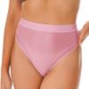 ACSUSS Women Sexy Oil Shiny Panties High Waist Tummy Control Thin Smooth Lingerie Lifting Hip Briefs 2# Pink XX-Large view 3