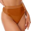 ACSUSS Women Sexy Oil Shiny Panties High Waist Tummy Control Thin Smooth Lingerie Lifting Hip Briefs 2# Coffee XX-Large view 3