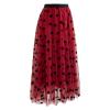 CHICWISH Women's Red 3D Heart Double-Layered Mesh Tulle Maxi Skirt, Size S-M view 4