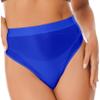 ACSUSS Women Sexy Oil Shiny Panties High Waist Tummy Control Thin Smooth Lingerie Lifting Hip Briefs 2# Blue X-Large view 2