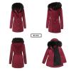 Womens Hooded Warm Winter Solid Color Thicken Fleece Lined Parkas Long Coats Button Mid-Length Quilted Puffer Jacket (XX-Large,Red) view 4