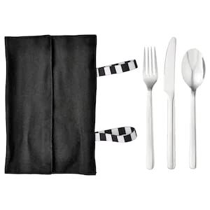 FINSKUREN Travel Cutlery with case, Stainless Steel/Black + Free FINCHLEY Refill Pen (1)
