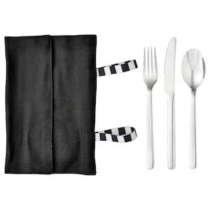 FINSKUREN Travel Cutlery with case, Stainless Steel/Black + Free FINCHLEY Refill Pen (1)