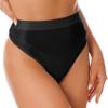 Hedmy Women Oil Glossy Seamless High Waist Booty Shorts Hot Pants High Cut Briefs Rave Dance Bottoms Black Large view 1