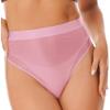Hedmy Women Oil Glossy Seamless High Waist Booty Shorts Hot Pants High Cut Briefs Rave Dance Bottoms Pink X-Large view 2