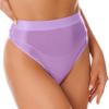 Hedmy Women Oil Glossy Seamless High Waist Booty Shorts Hot Pants High Cut Briefs Rave Dance Bottoms Light Purple Medium view 2