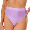 Hedmy Women Oil Glossy Seamless High Waist Booty Shorts Hot Pants High Cut Briefs Rave Dance Bottoms Light Purple Medium view 3