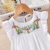 HINTINA Toddler Little Girl Kids Mexican Ethnic Embroidery Floral Dress Sleeveless Sundress 6T 6 Years White view 4