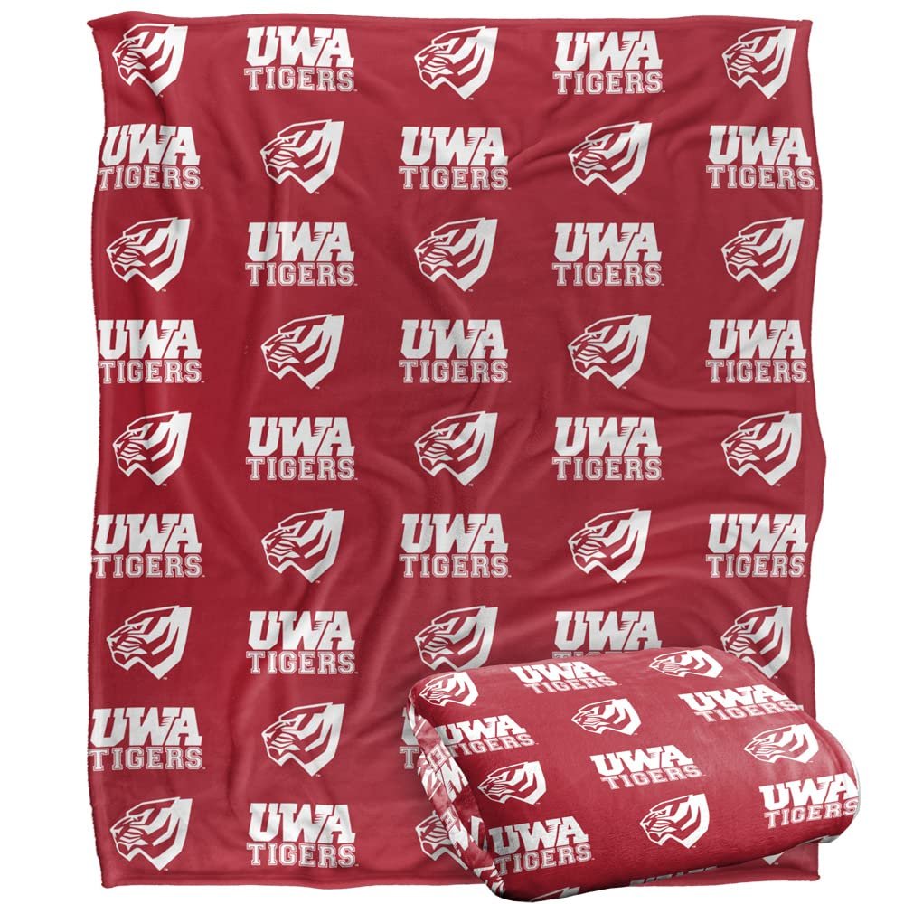 University of West Alabama Tigers Blanket, 50"x60" Logo Pattern, Silky Touch Super Soft Throw