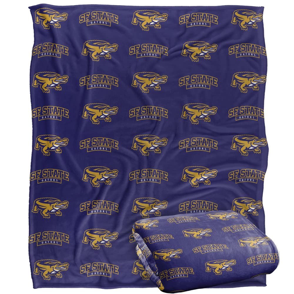 San Francisco State University Gators Blanket, 50"x60" Logo Pattern, Silky Touch Super Soft Throw