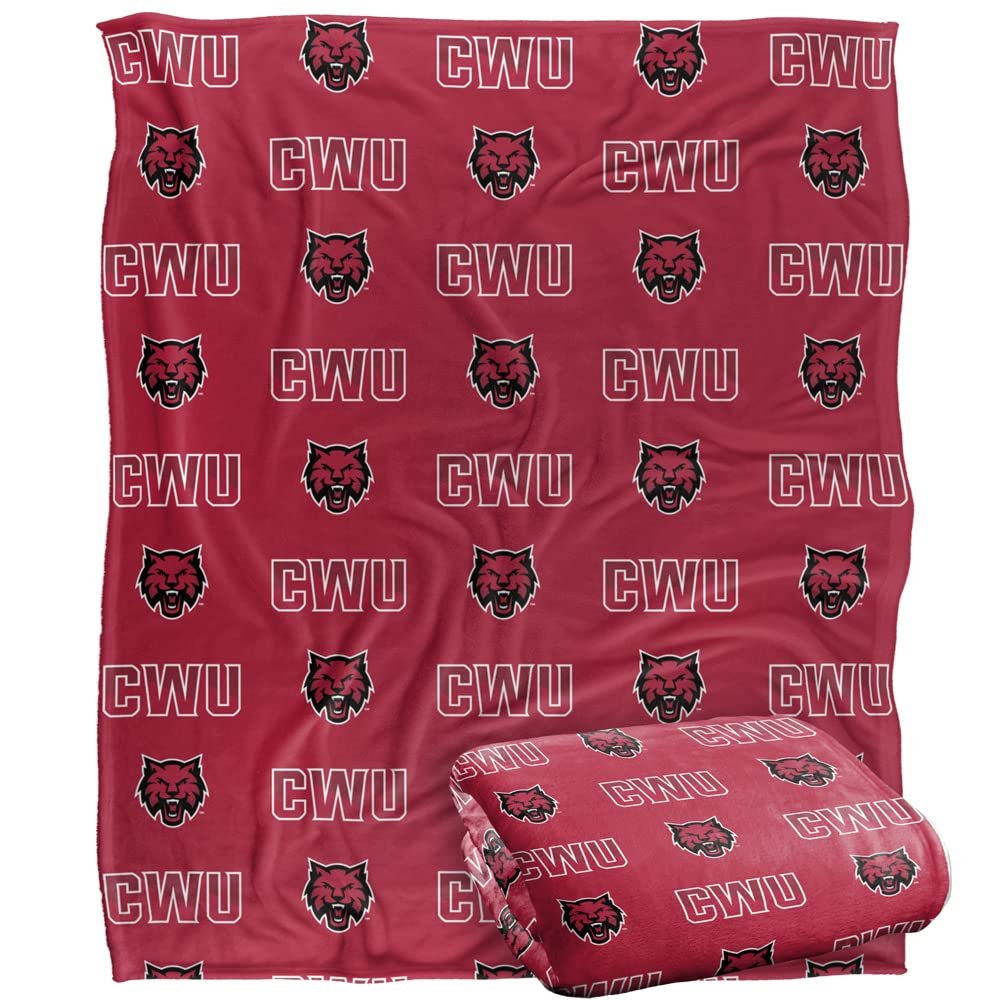 Central Washington University Wildcats Blanket, 50"x60" Logo Pattern, Silky Touch Super Soft Throw