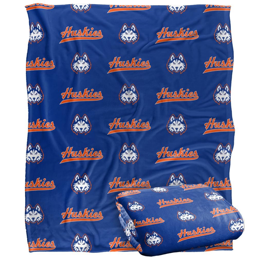 Houston Christian University Huskies Blanket, 50"x60" Logo Pattern, Silky Touch Super Soft Throw