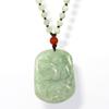 2" China Certified Grade A Nature Hisui Jadeite Jade Light Green Blessing Pig Hand Carved Necklace Pendant 2537 view 2