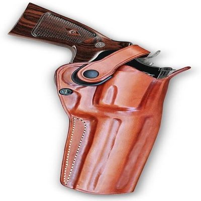 Masc Premium Leather Three Slots Belt Holster with Retention Strap Fits GP-100 6-inch, Right-Hand Draw, Brown #0006#