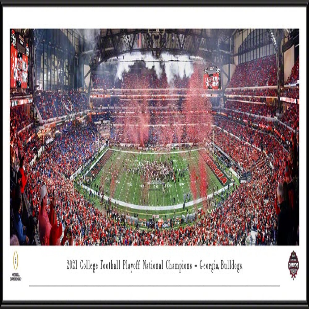 Georgia Bulldogs, 2021 College Football National Champions - 40.25x13.75-inch Standard Framed Print by Blakeway Panoramas
