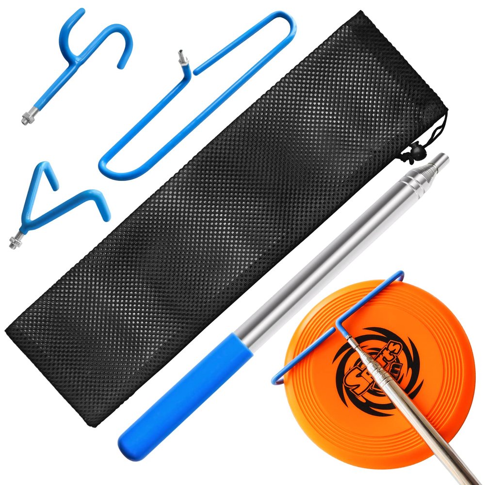 VOOADA 3-in-1 Disc Retriever, Extends up to 16ft; Includes Carrying Bag, Stainless Steel Design
