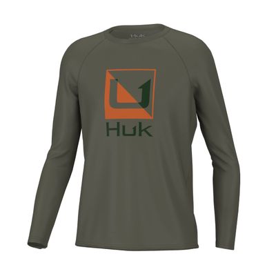 HUK Kids' Standard Pursuit Long Sleeve Sun Protecting Fishing Shirt, Reflection-Moss, Small